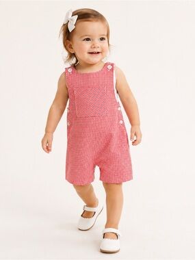 Edgehill Collection Baby Gingham Romper, Size 18M Cotton